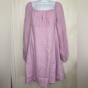 NWT Gianni Bini Midi Spring Lilac Purple Long Sleeve Junior Dress Sz Large